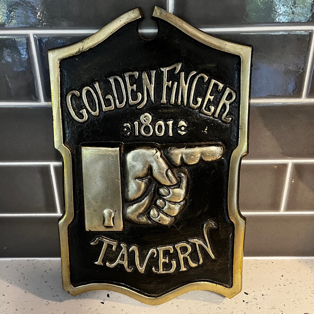 Golden Finger Tavern 1801 Bar Breweria Metal Sign Vintage‎ - Made in Mexico